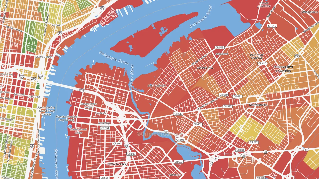 Cramer Hill, Camden, NJ Map of Assault Rates