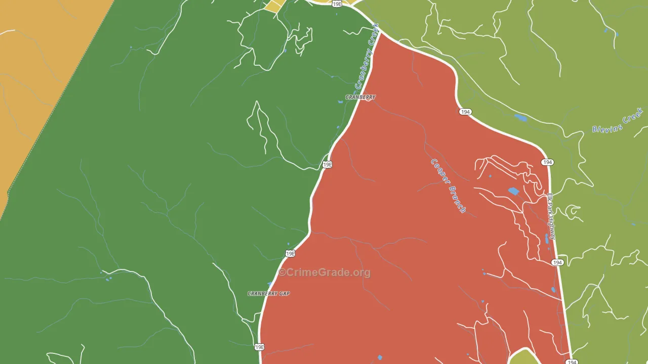 Cranberry, NC Map of Assault Rates