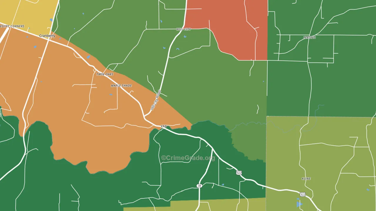Cranberry, PA Map of Assault Rates