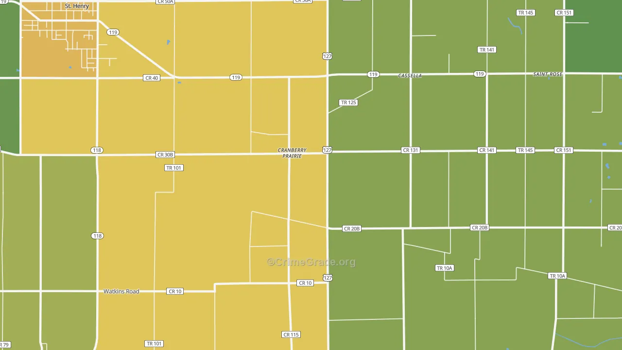 Cranberry Prairie, OH Map of Assault Rates