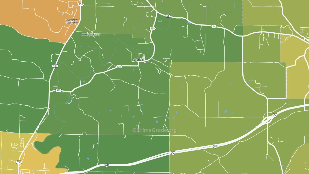 Crandall, IN Map of Assault Rates
