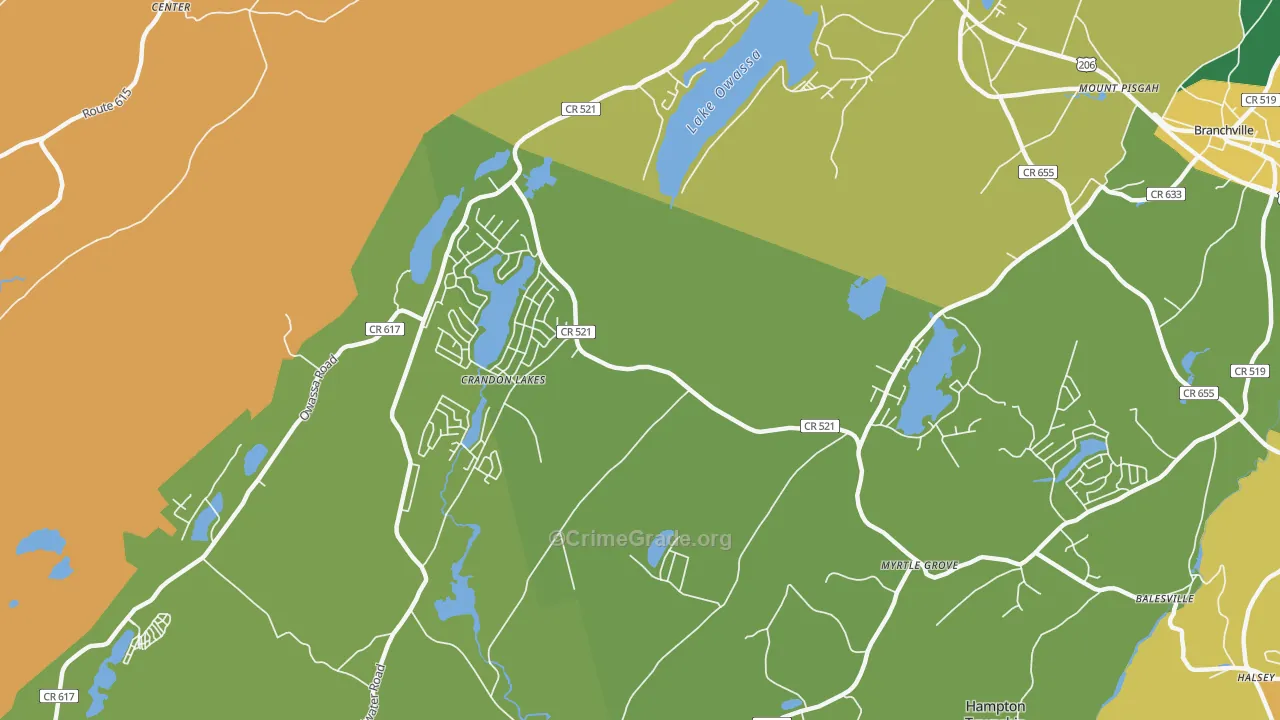 Crandon Lakes, NJ Map of Assault Rates