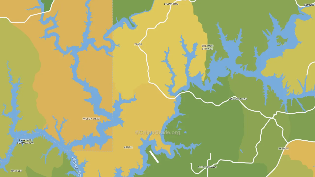Crane Hill, AL Map of Assault Rates