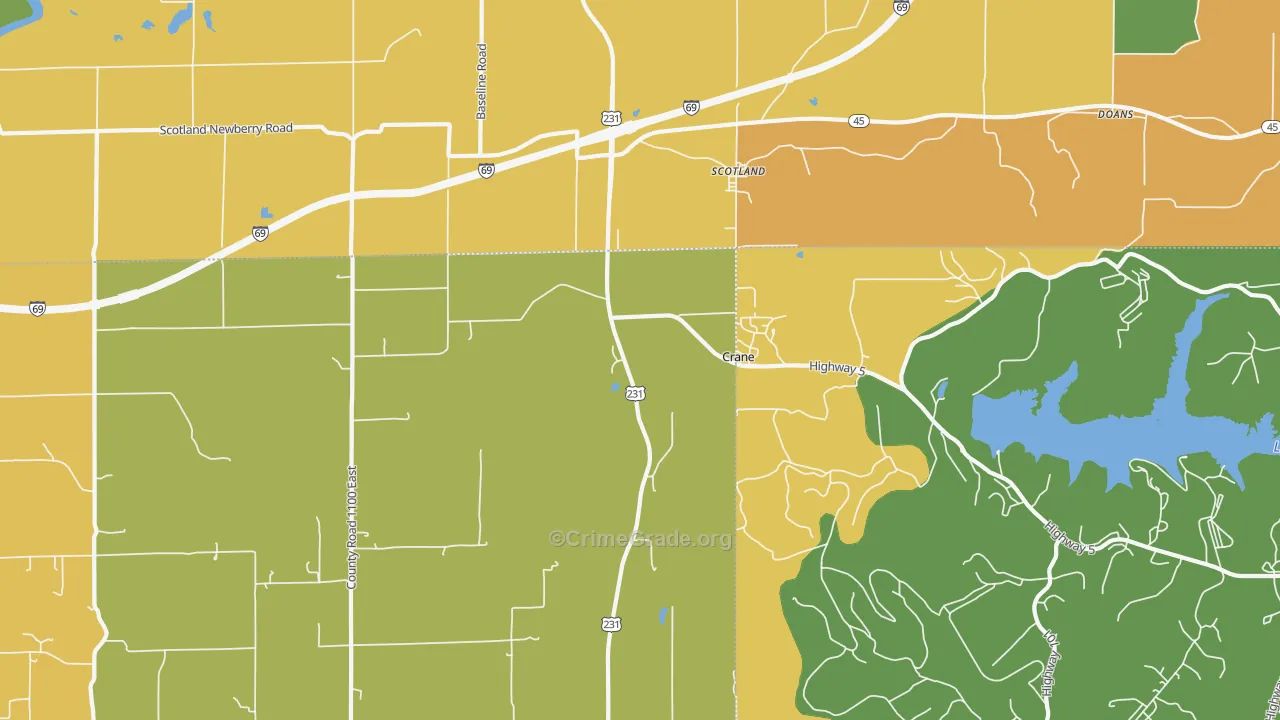 Crane, IN Map of Assault Rates