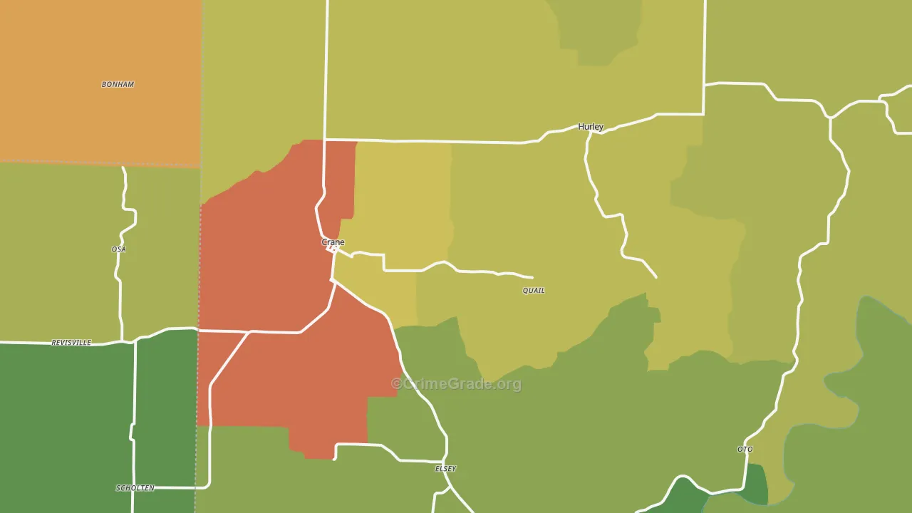 Crane, MO Map of Assault Rates