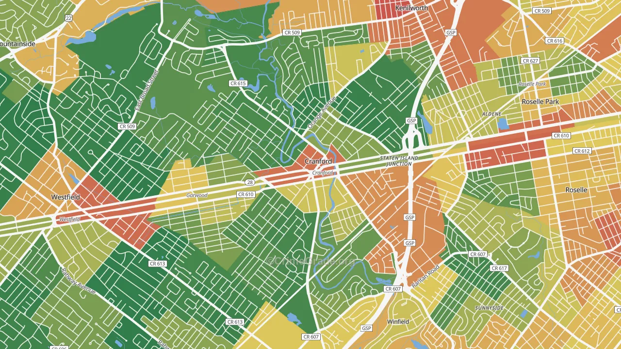 Cranford, NJ Map of Assault Rates