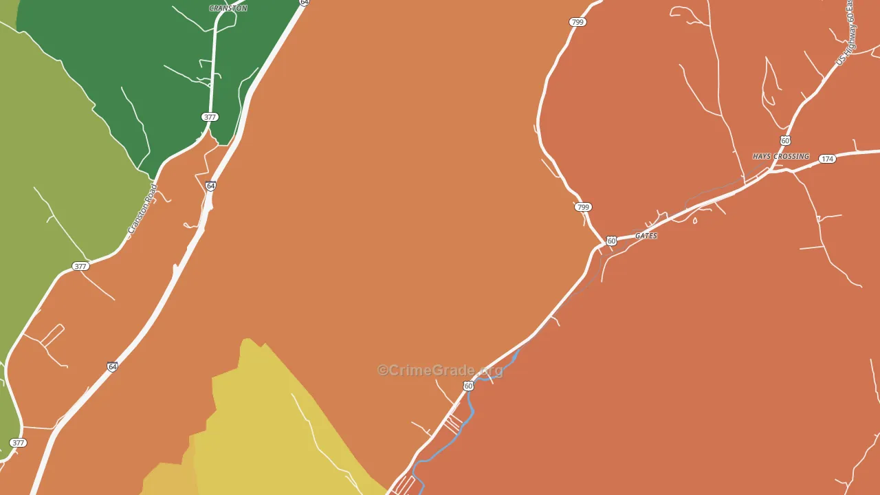 Cranston, KY Map of Assault Rates