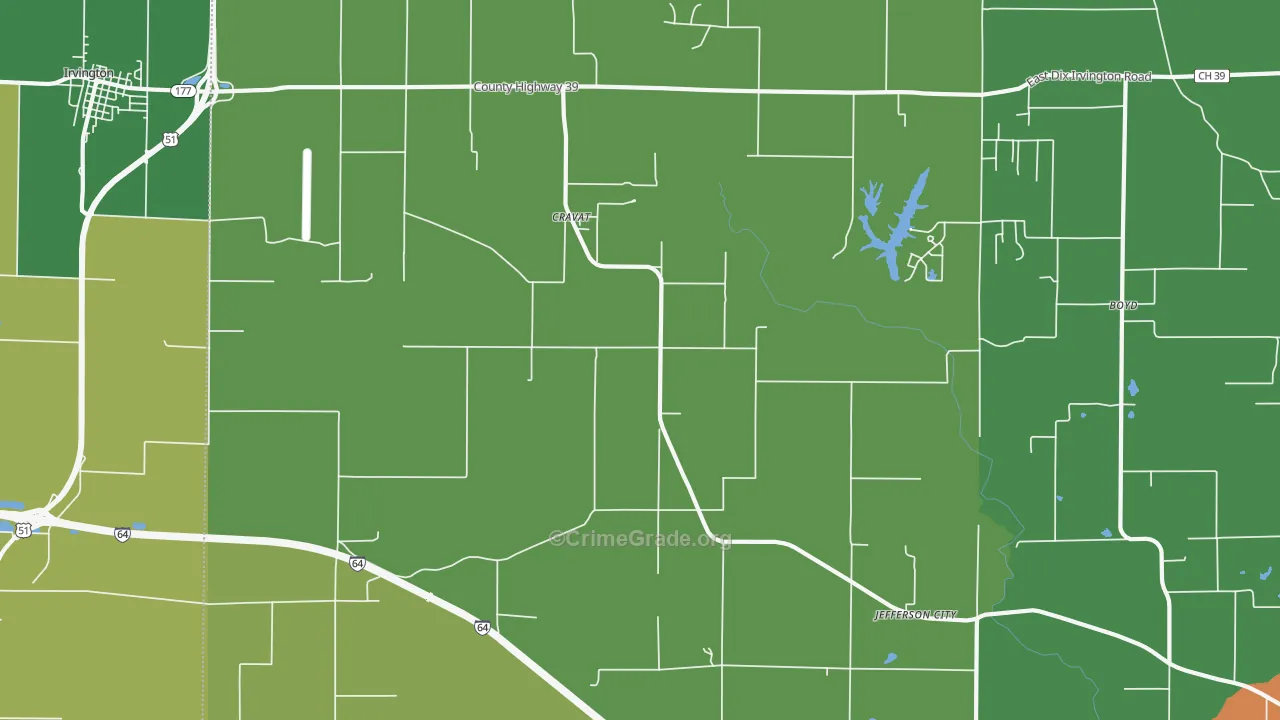 Cravat, IL Map of Assault Rates