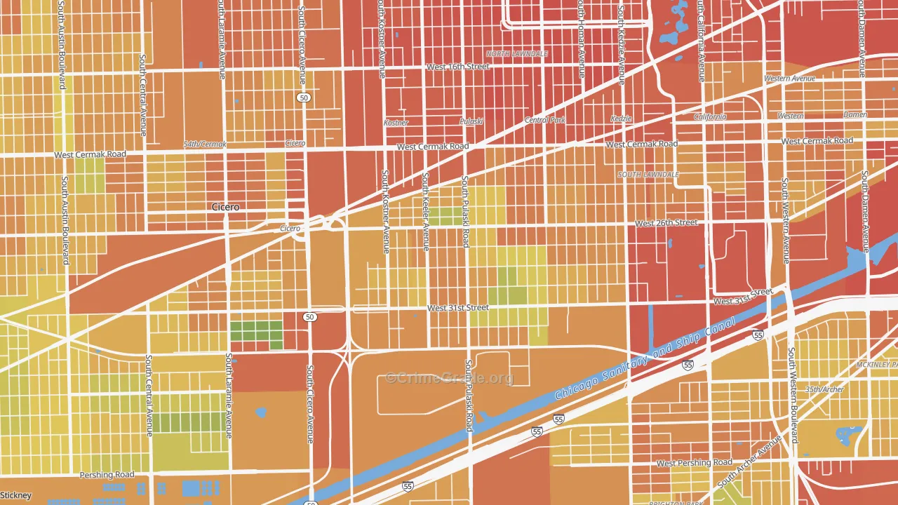 Crawford, Chicago, IL Map of Assault Rates
