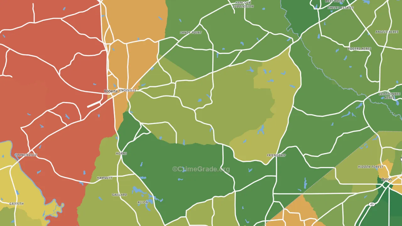 Crawford County, GA Map of Assault Rates