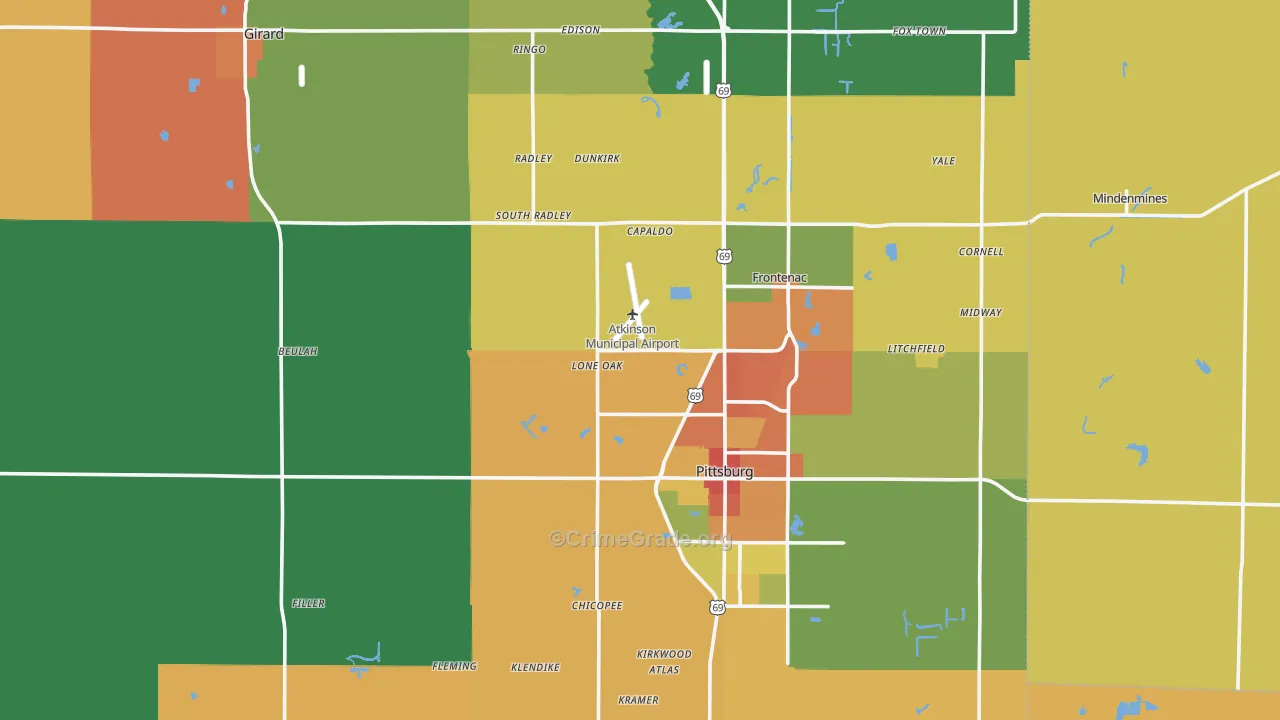 Crawford County, KS Map of Assault Rates