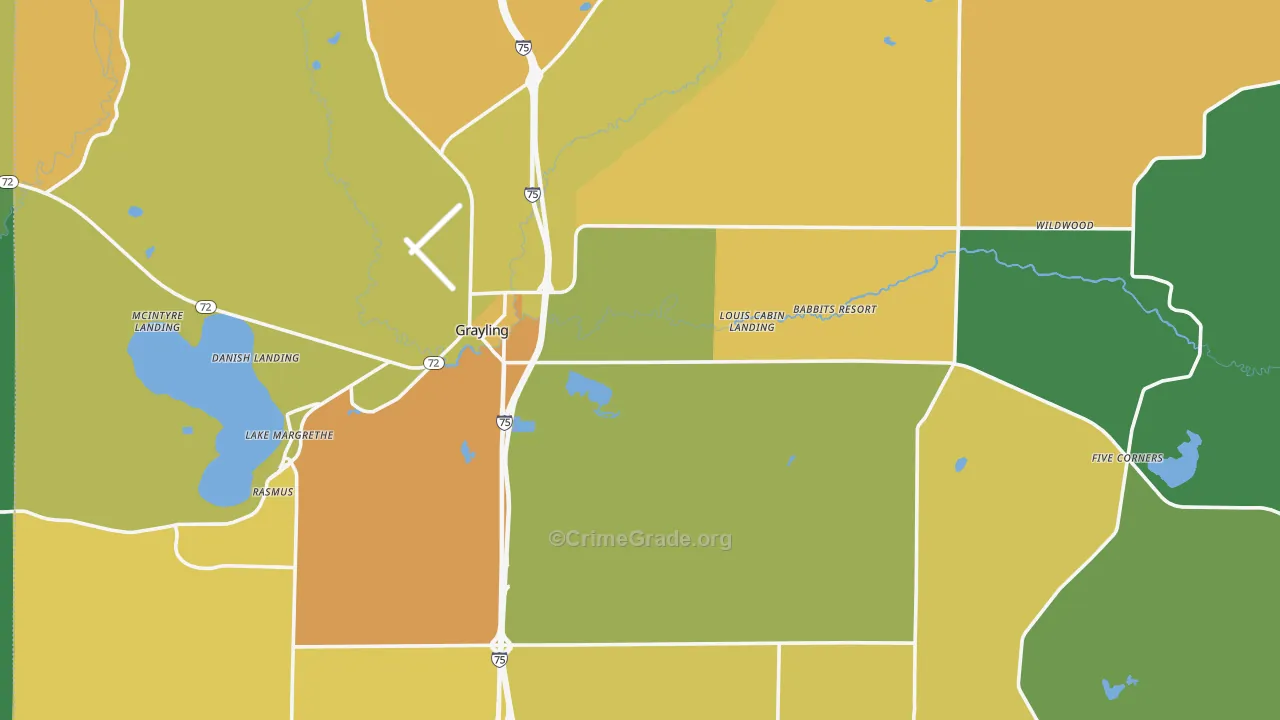 Crawford County, MI Map of Assault Rates