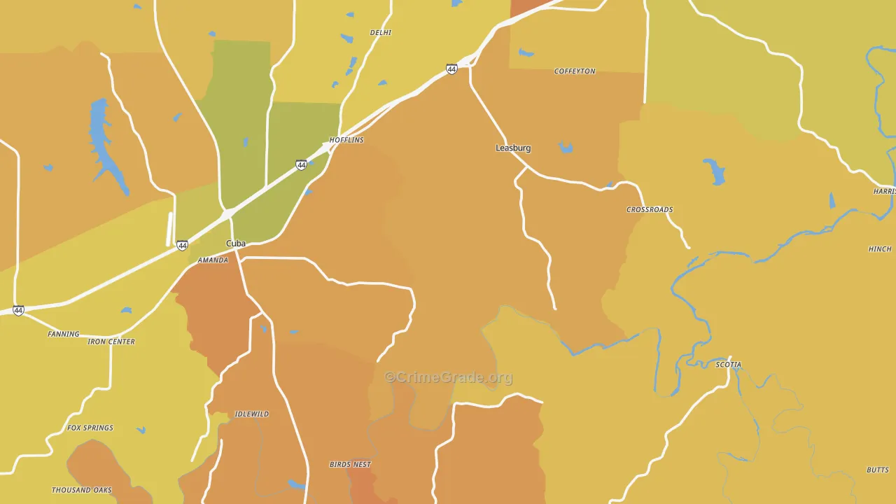 Crawford County, MO Map of Assault Rates