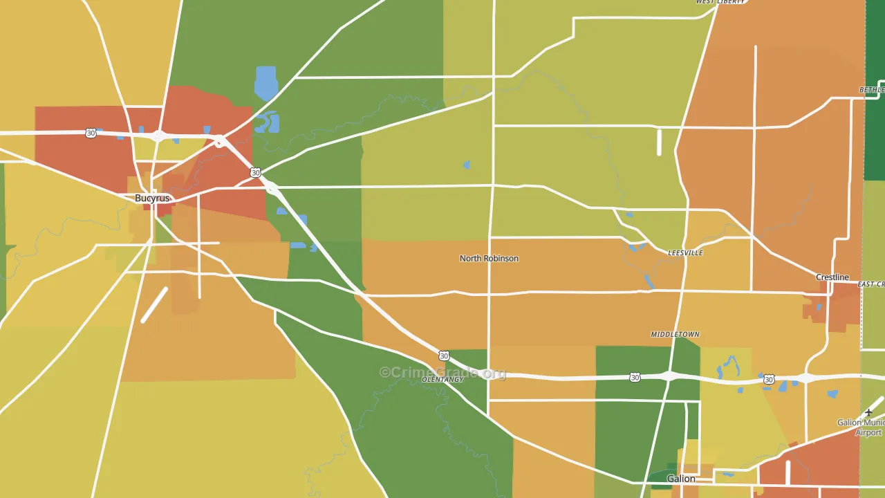 Crawford County, OH Map of Assault Rates