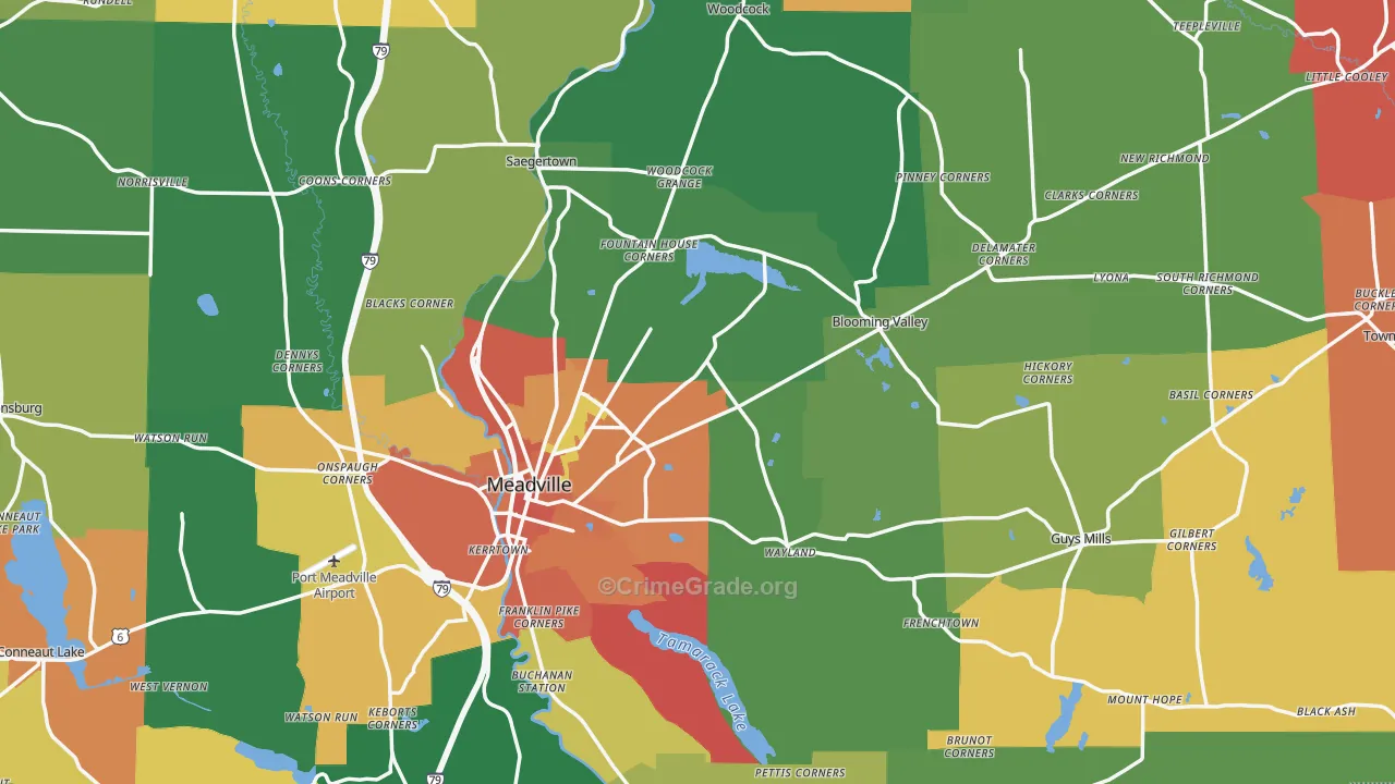 Crawford County, PA Map of Assault Rates