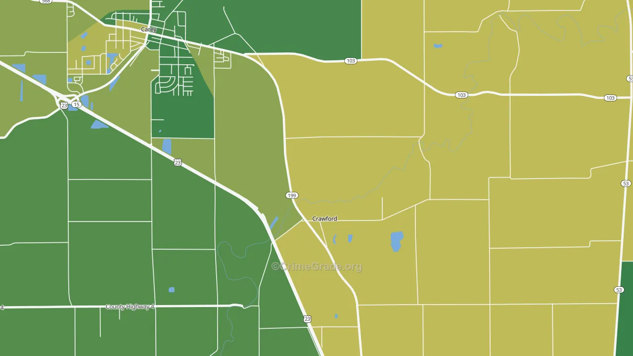 Crawford, OH Map of Assault Rates