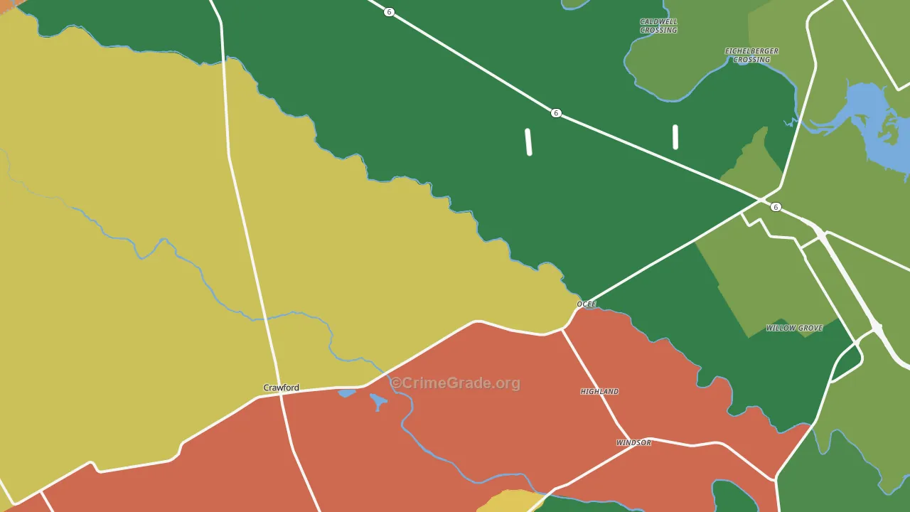Crawford, TX Map of Assault Rates