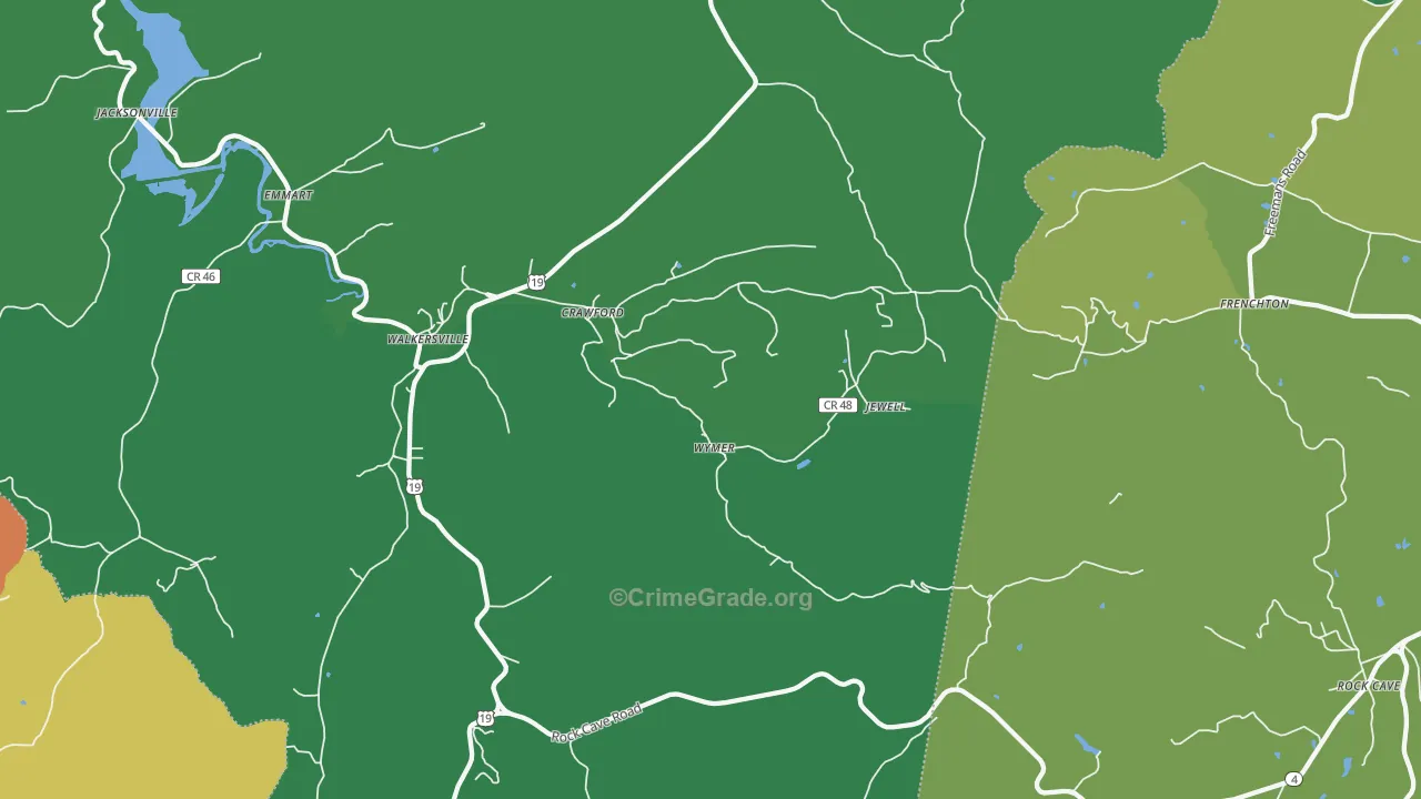 Crawford, WV Map of Assault Rates