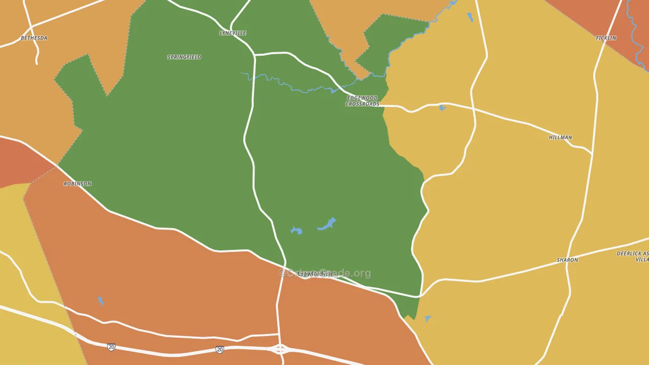 Crawfordville, GA Map of Assault Rates