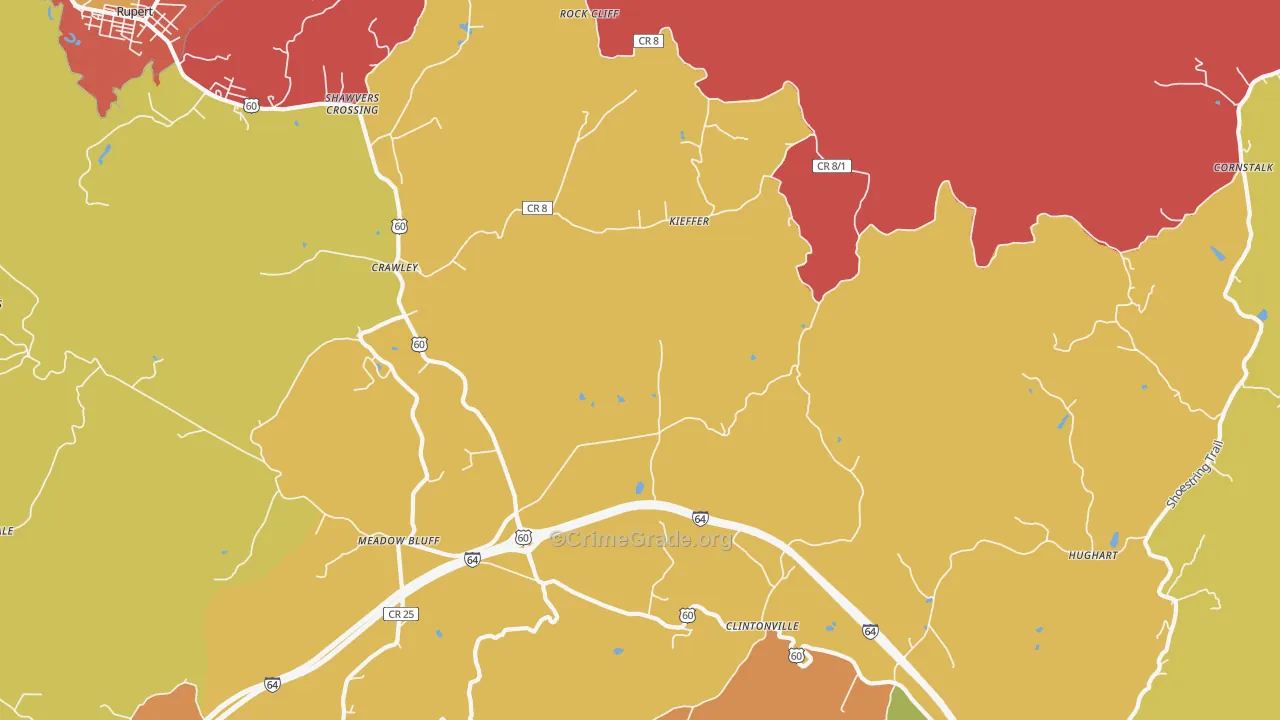 Crawley, WV Map of Assault Rates