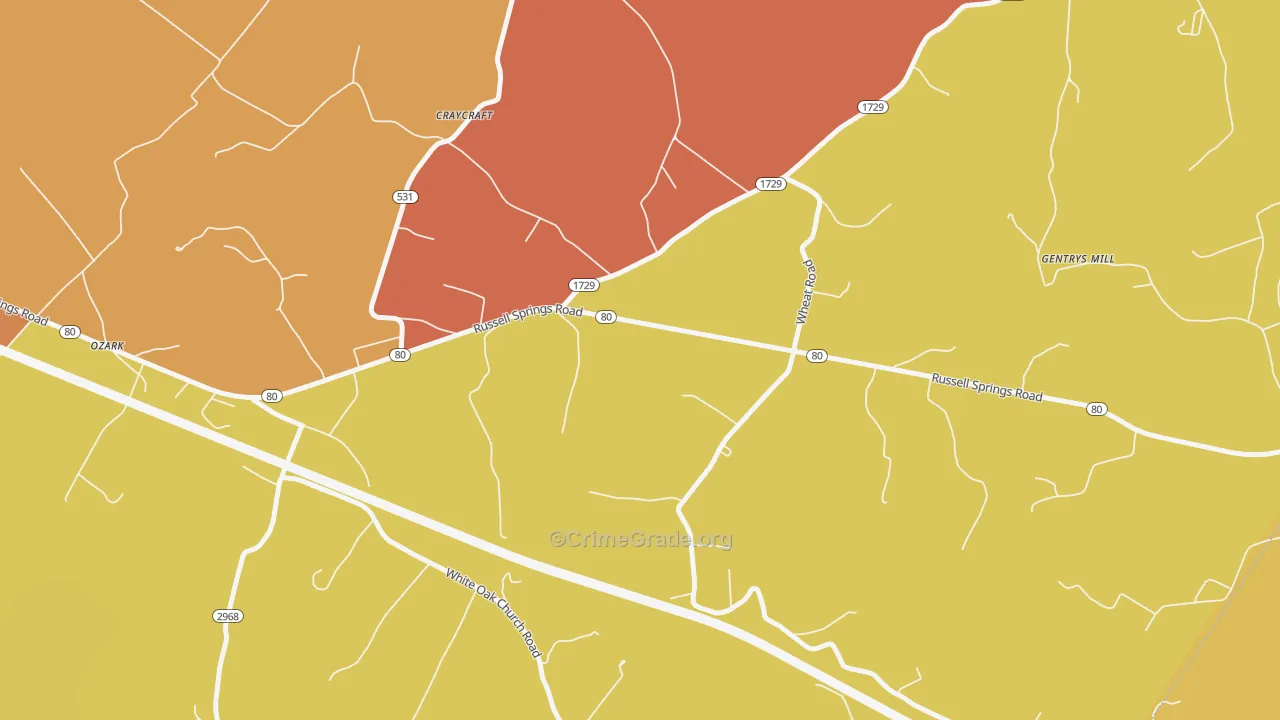Craycraft, KY Map of Assault Rates