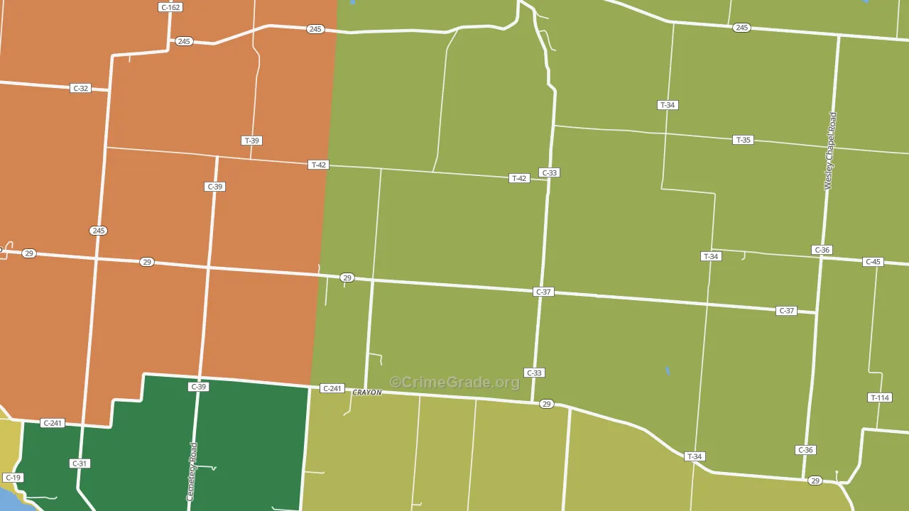 Crayon, OH Map of Assault Rates
