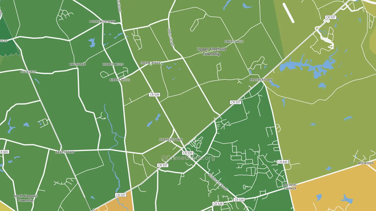 Cream Ridge, NJ Map of Assault Rates