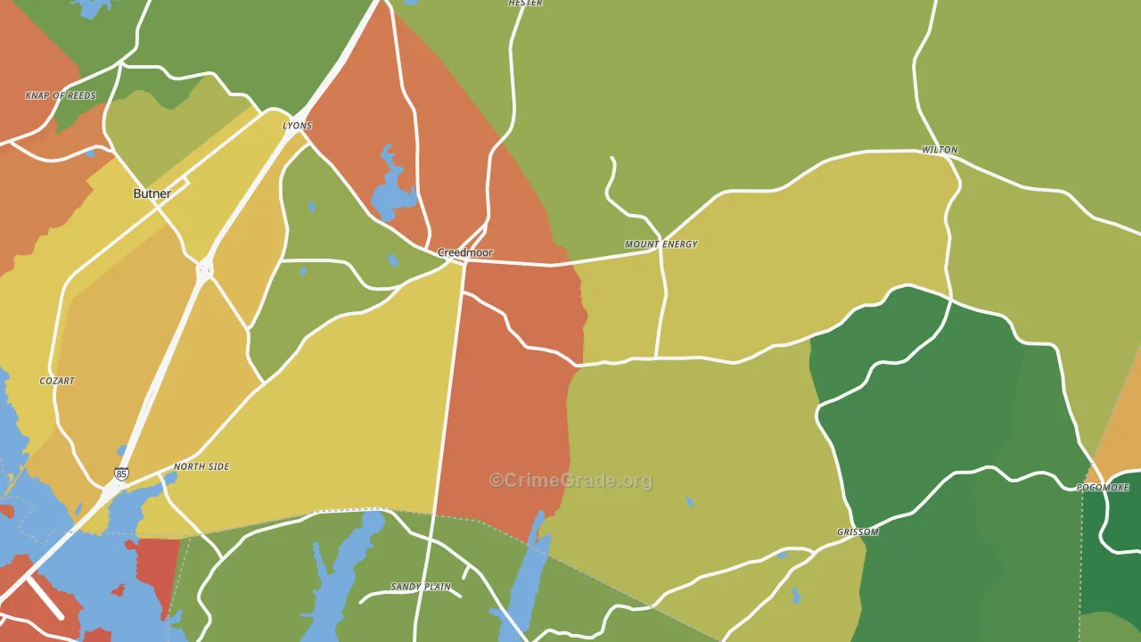 Creedmoor, NC Map of Assault Rates