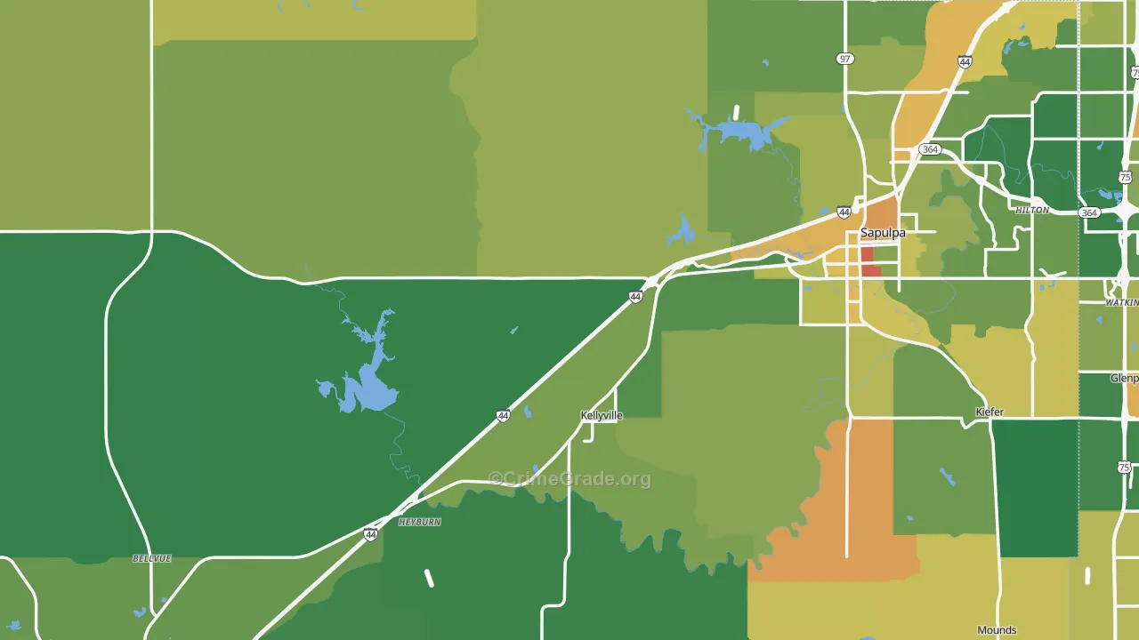 Creek County, OK Map of Assault Rates