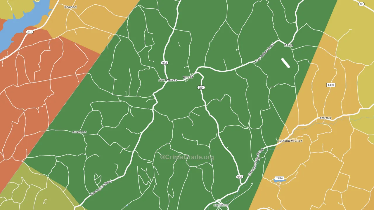 Creekside, PA Map of Assault Rates