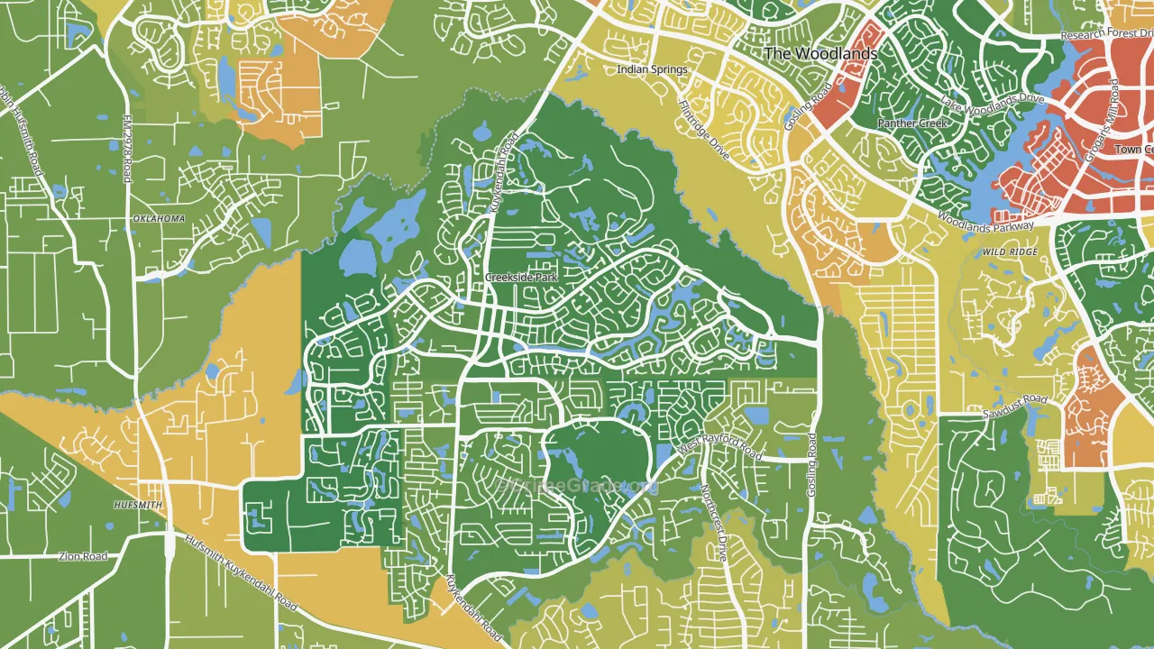 Creekside Park, The Woodlands, TX Map of Assault Rates