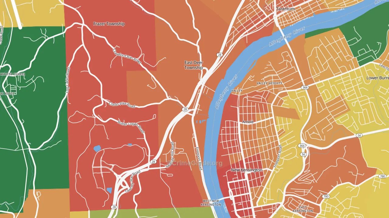 Creighton, PA Map of Assault Rates