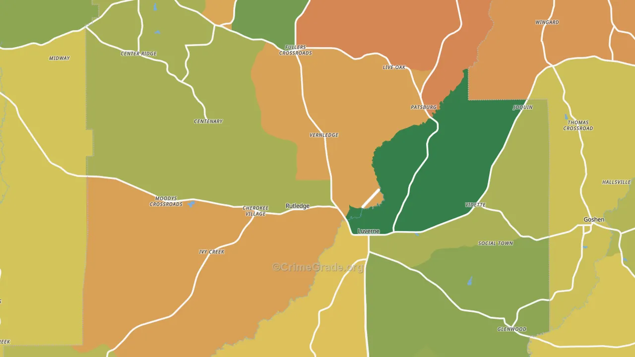 Crenshaw County, AL Map of Assault Rates