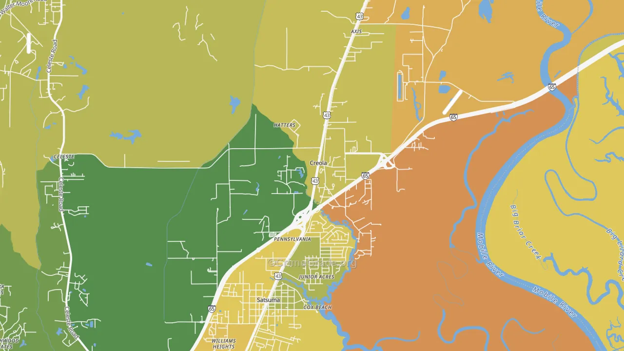 Creola, AL Map of Assault Rates