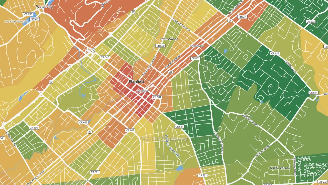 Crescent Area Historic District, Plainfield, NJ Map of Assault Rates