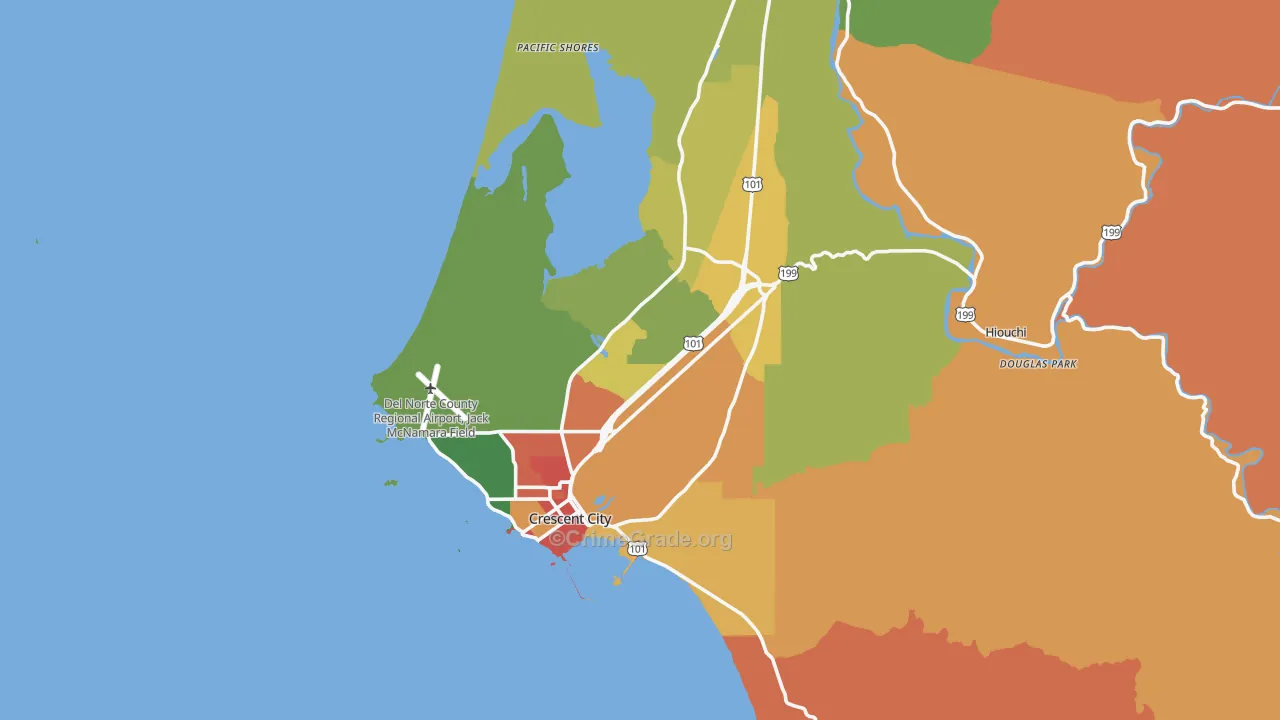 Crescent City, CA Map of Assault Rates