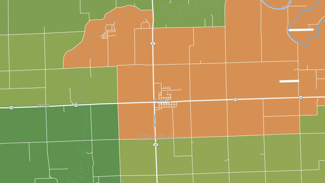 Crescent City, IL Map of Assault Rates
