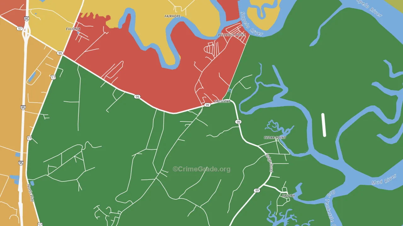 Crescent, GA Map of Assault Rates