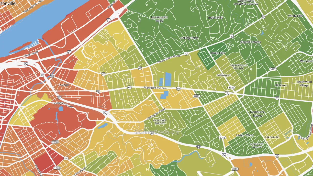 Crescent Hill, Louisville, KY Map of Assault Rates