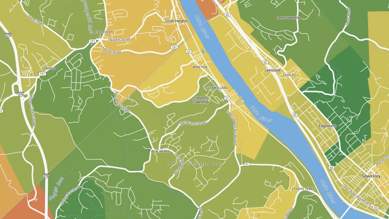 Crescent, PA Map of Assault Rates