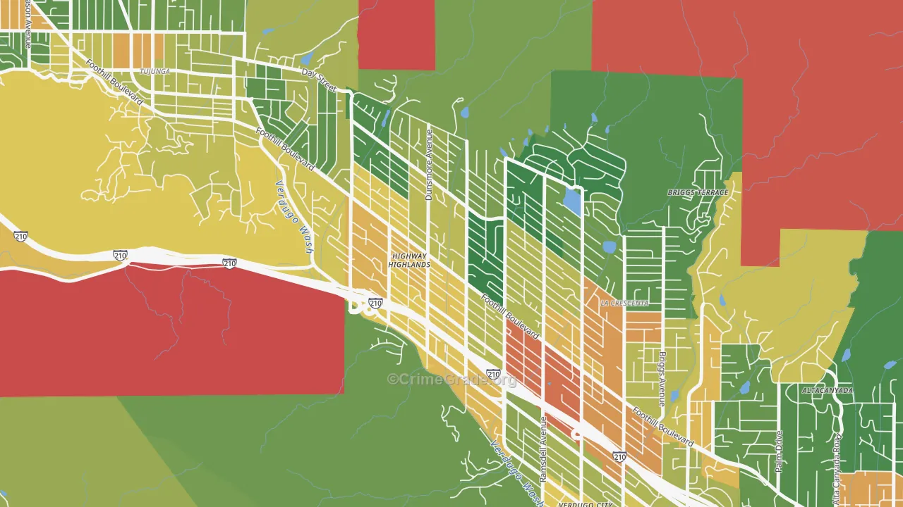 Crescenta Highlands, La Crescenta, CA Map of Assault Rates