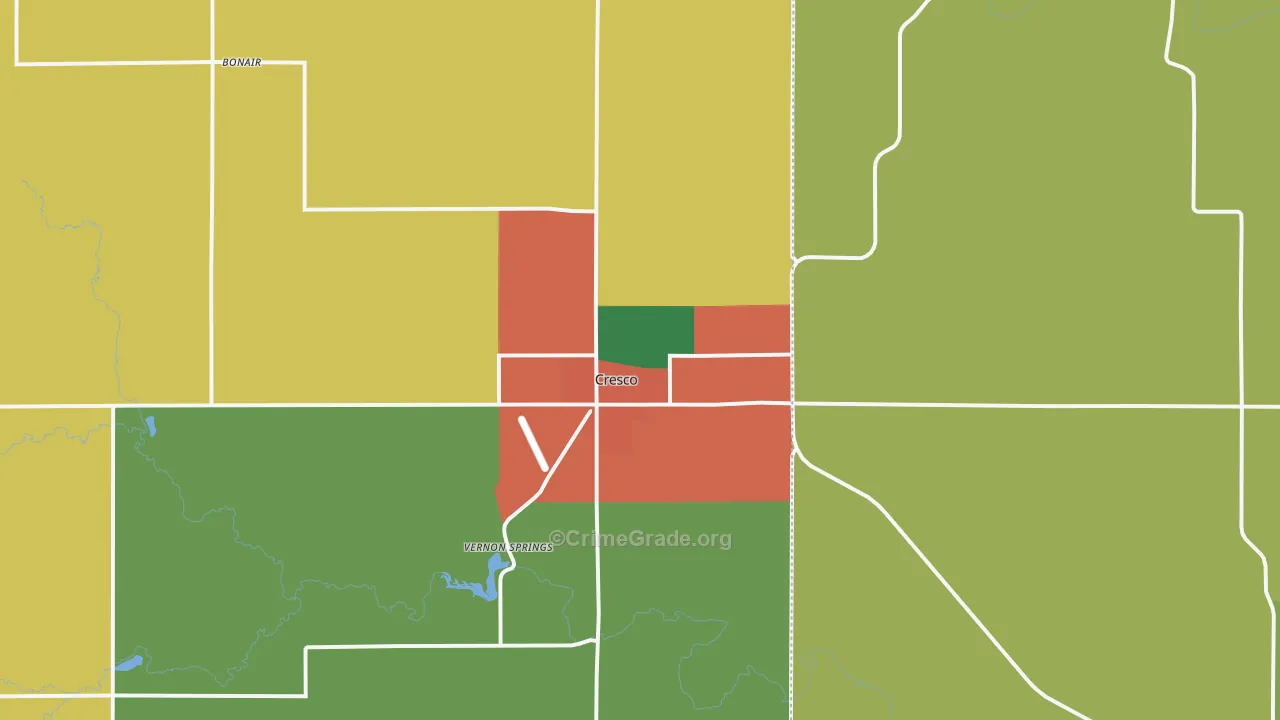 Cresco, IA Map of Assault Rates