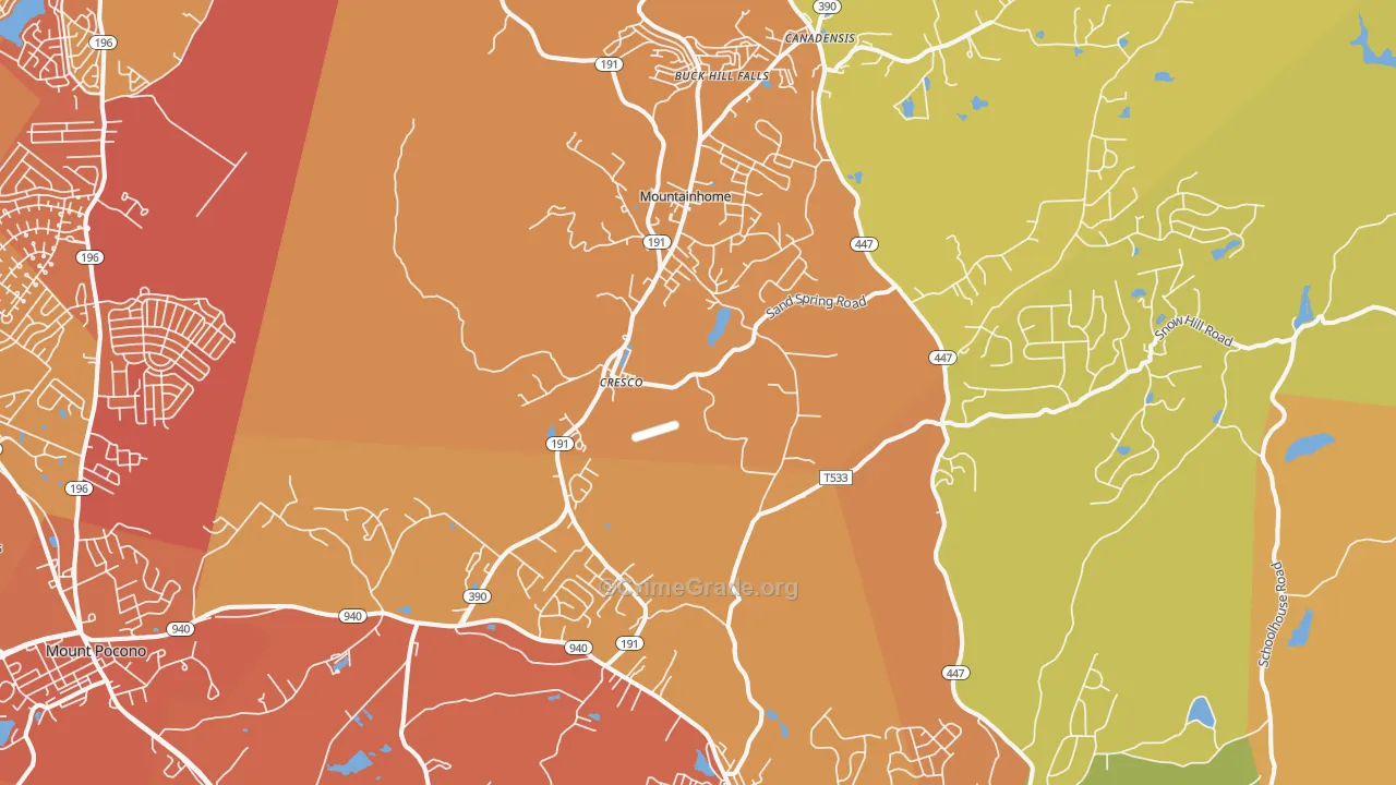 Cresco, PA Map of Assault Rates