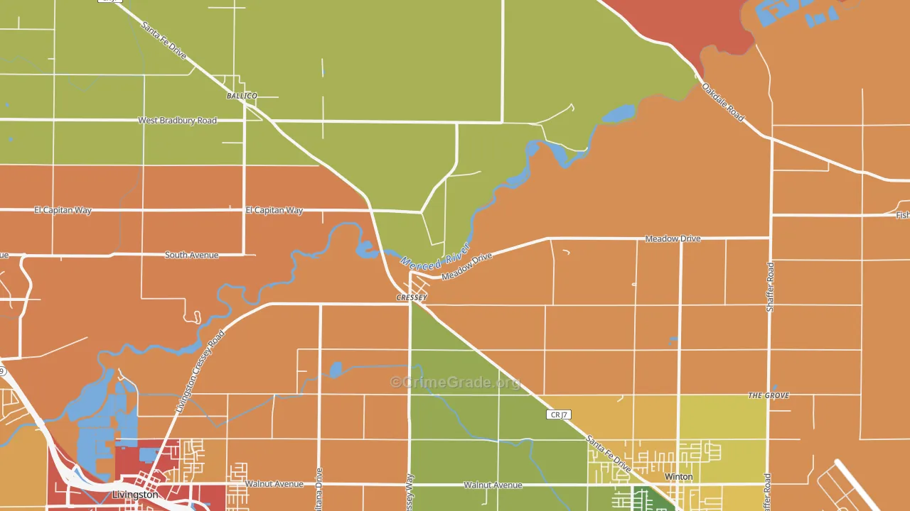 Cressey, CA Map of Assault Rates