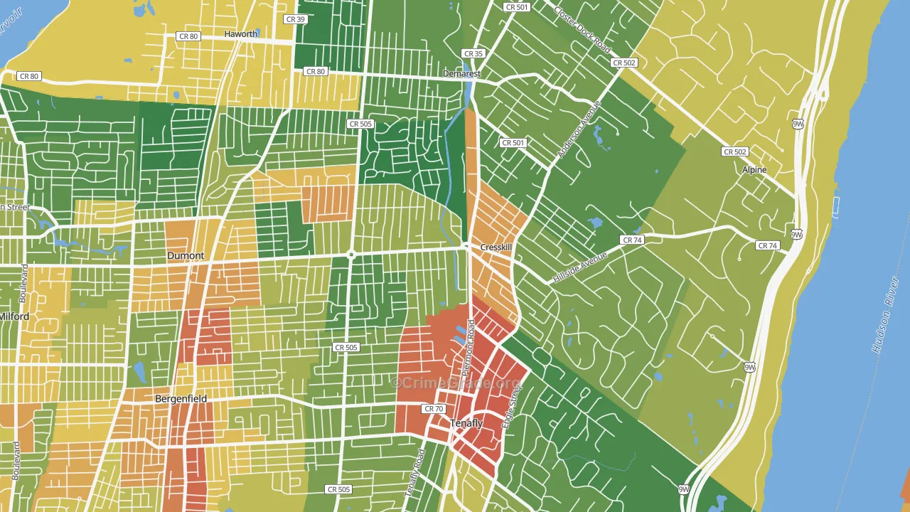 Cresskill, NJ Map of Assault Rates