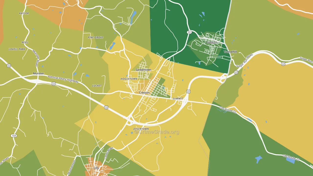 Cresson, PA Map of Assault Rates