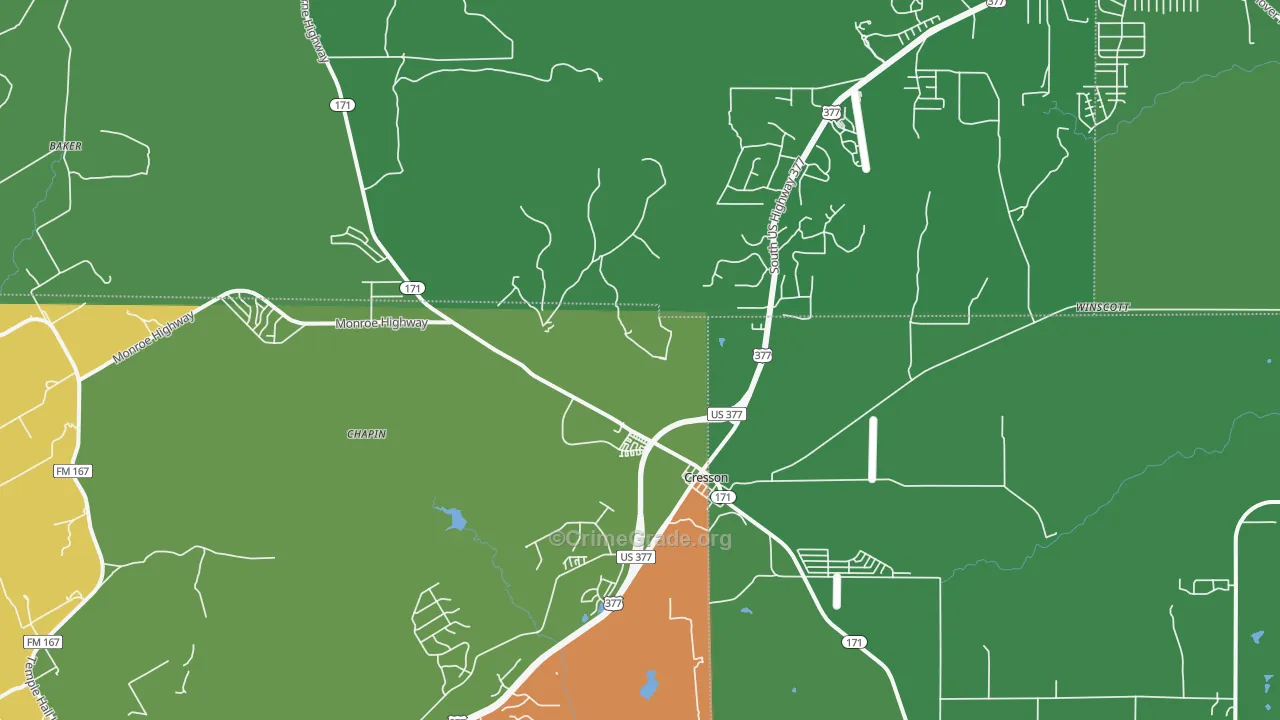 Cresson, TX Map of Assault Rates
