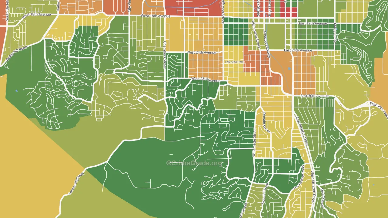 Crest Drive, Eugene, OR Map of Assault Rates