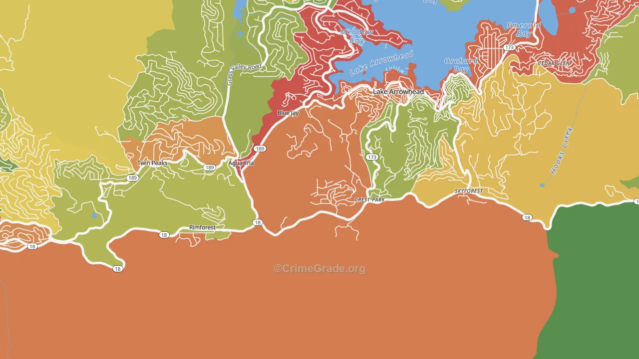 Crest Park, CA Map of Assault Rates
