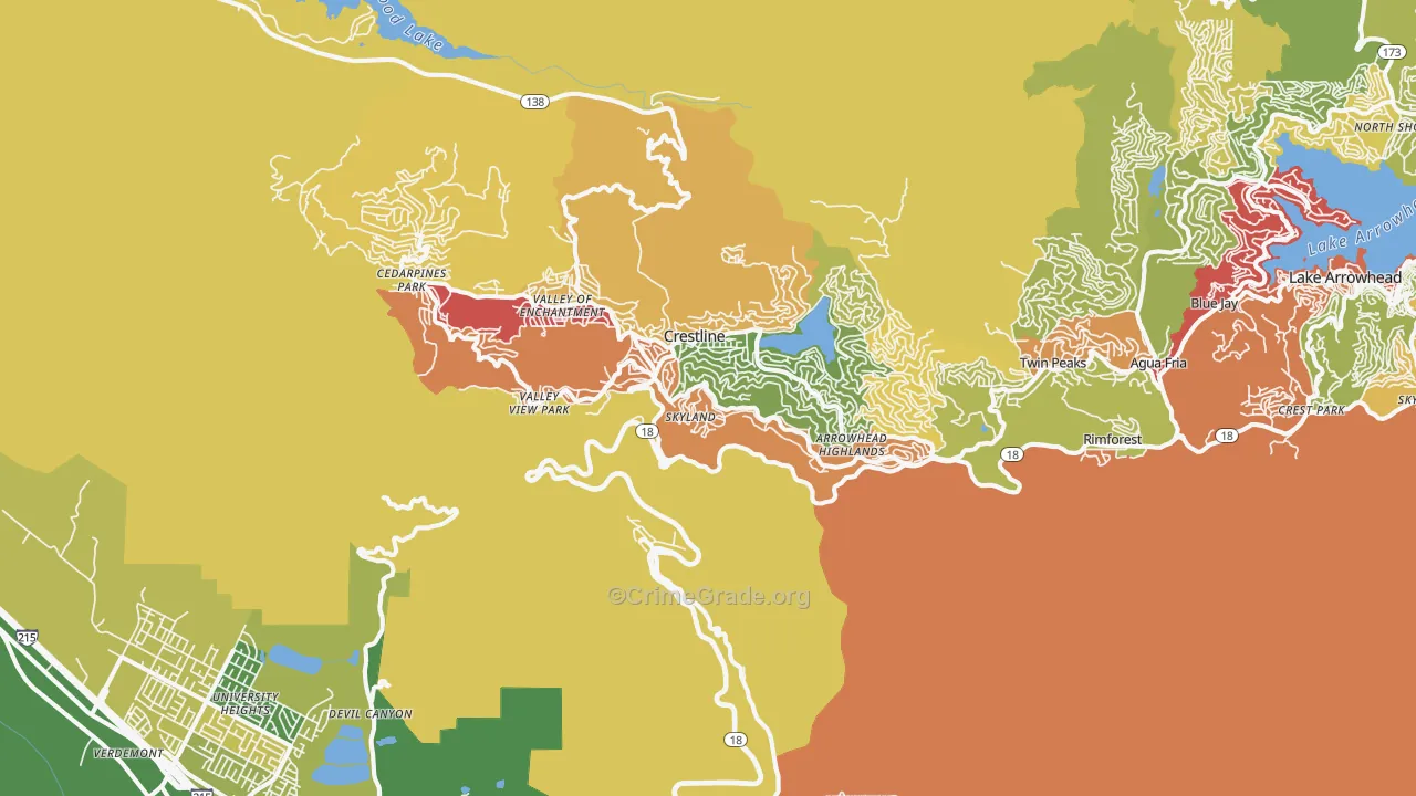 Crestline, CA Map of Assault Rates